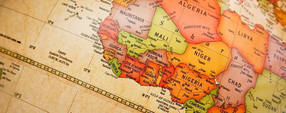 Map of West Africa showing Ghana, Nigeria, and surrounding countries